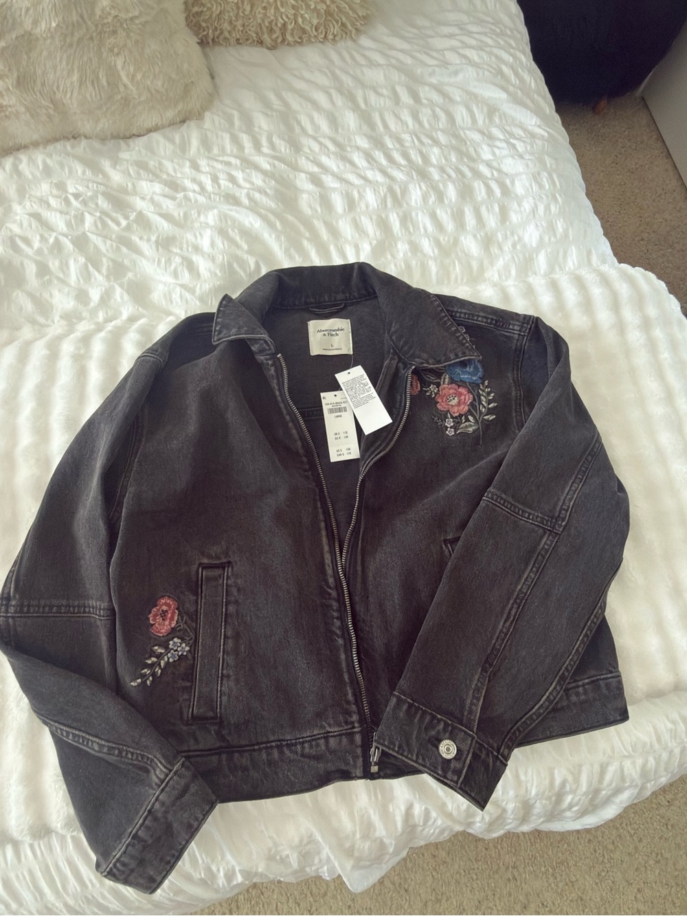 Abercrombie Embroidered Denim Zip-Up Jacket